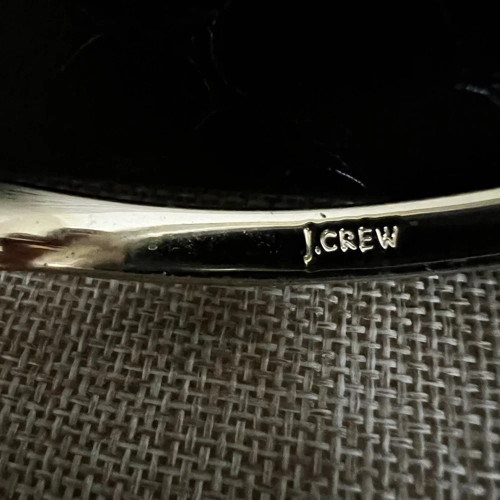 J Crew Gold Tone Hinged Bangle Bracelet Oval Minimalist Stackable 7 Old Money